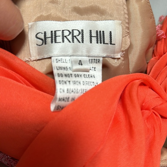 Sherri Hill Coral open back prom dress - Picture 3 of 4